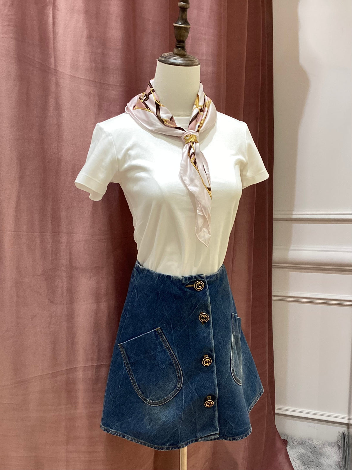 Gucci Vintage Blue Denim Skirt