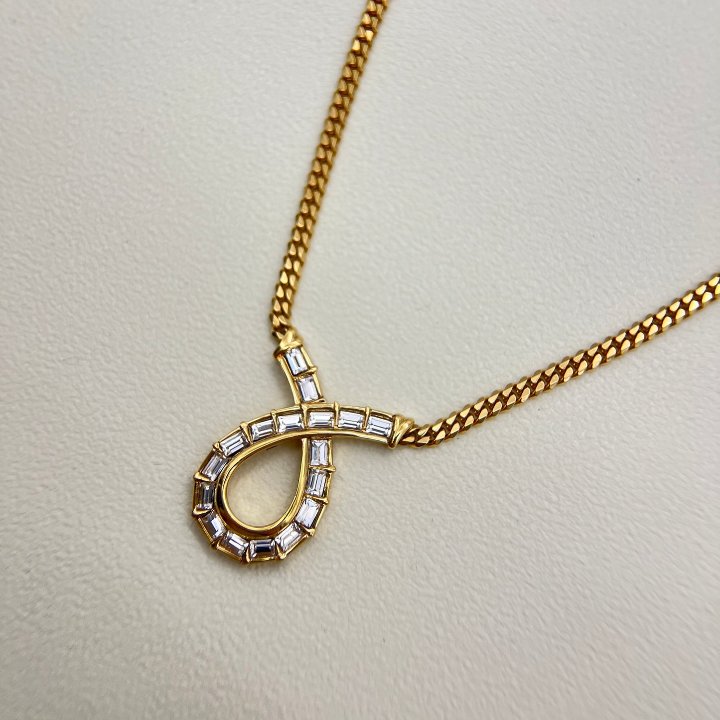 Nina Ricci Vintage Drop Loop with Rhinestone Golden Necklace