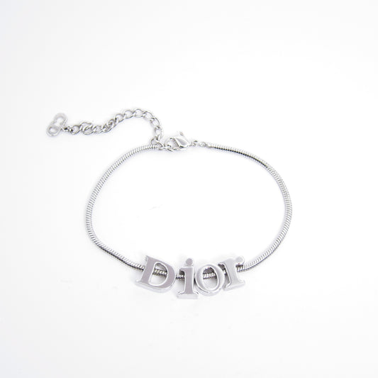 Christian Dior 復古 Dior 標誌銀手鐲