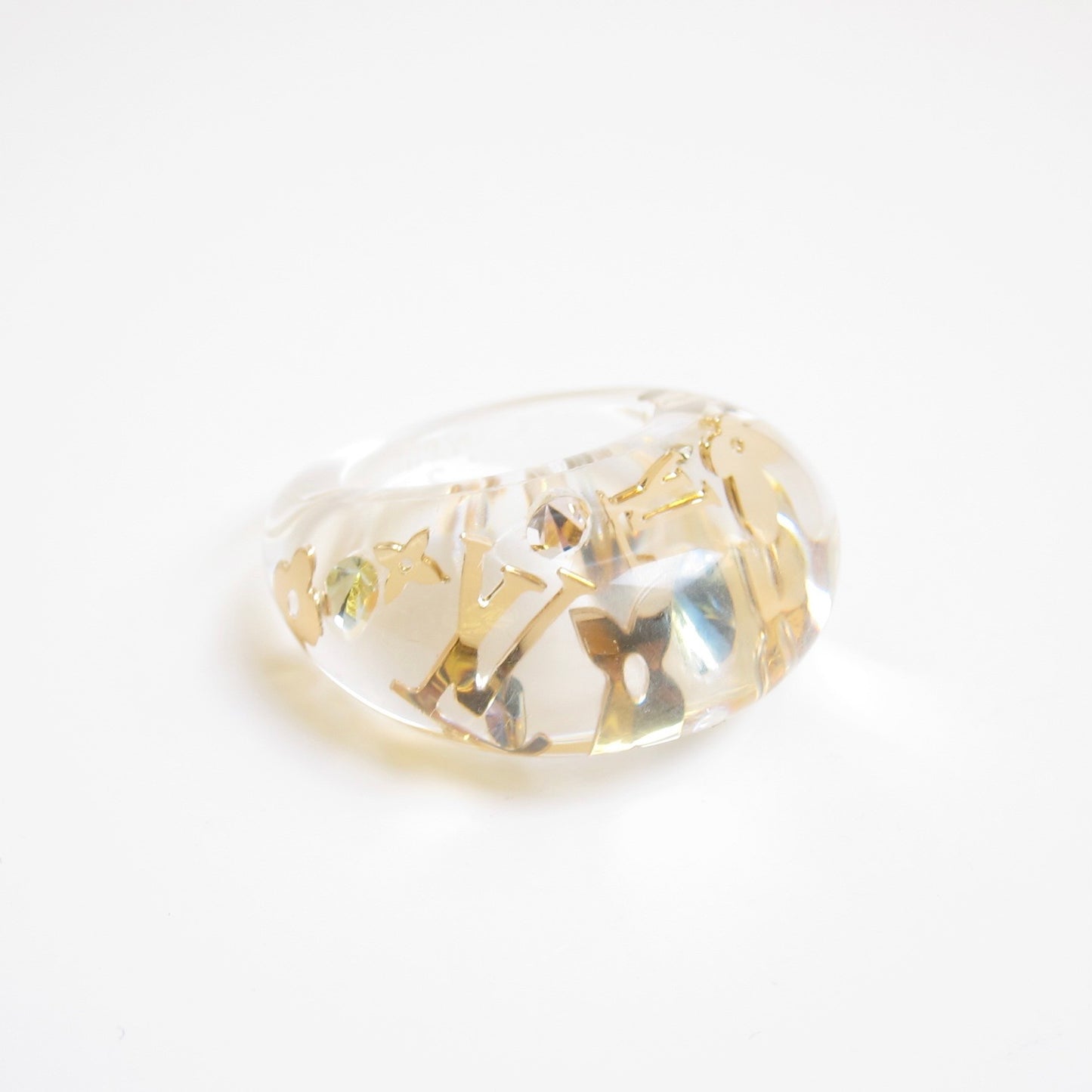Louis Vuitton Vintage Monogram Inclusion Clear Resin Ring