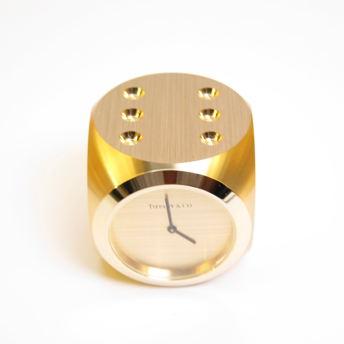 Tiffany Vintage Dice Golden Table Clock