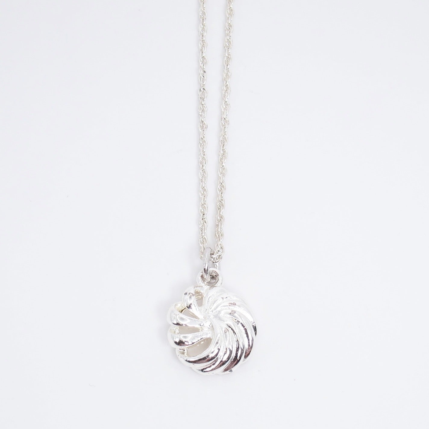 Monet Vintage Swirl Ribbon Pendant Silver Necklace