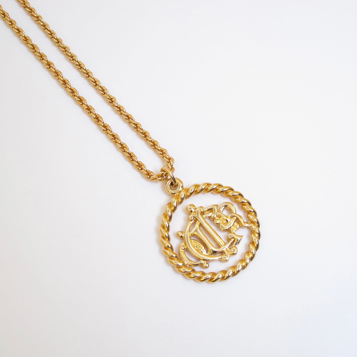 Christian Dior Vintage Dior Logo in Twist Circle Golden Necklace