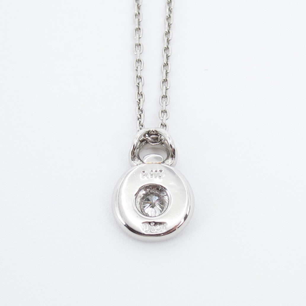 Christian Dior Vintage Pt900 Circle Pendant with Diamond Necklace