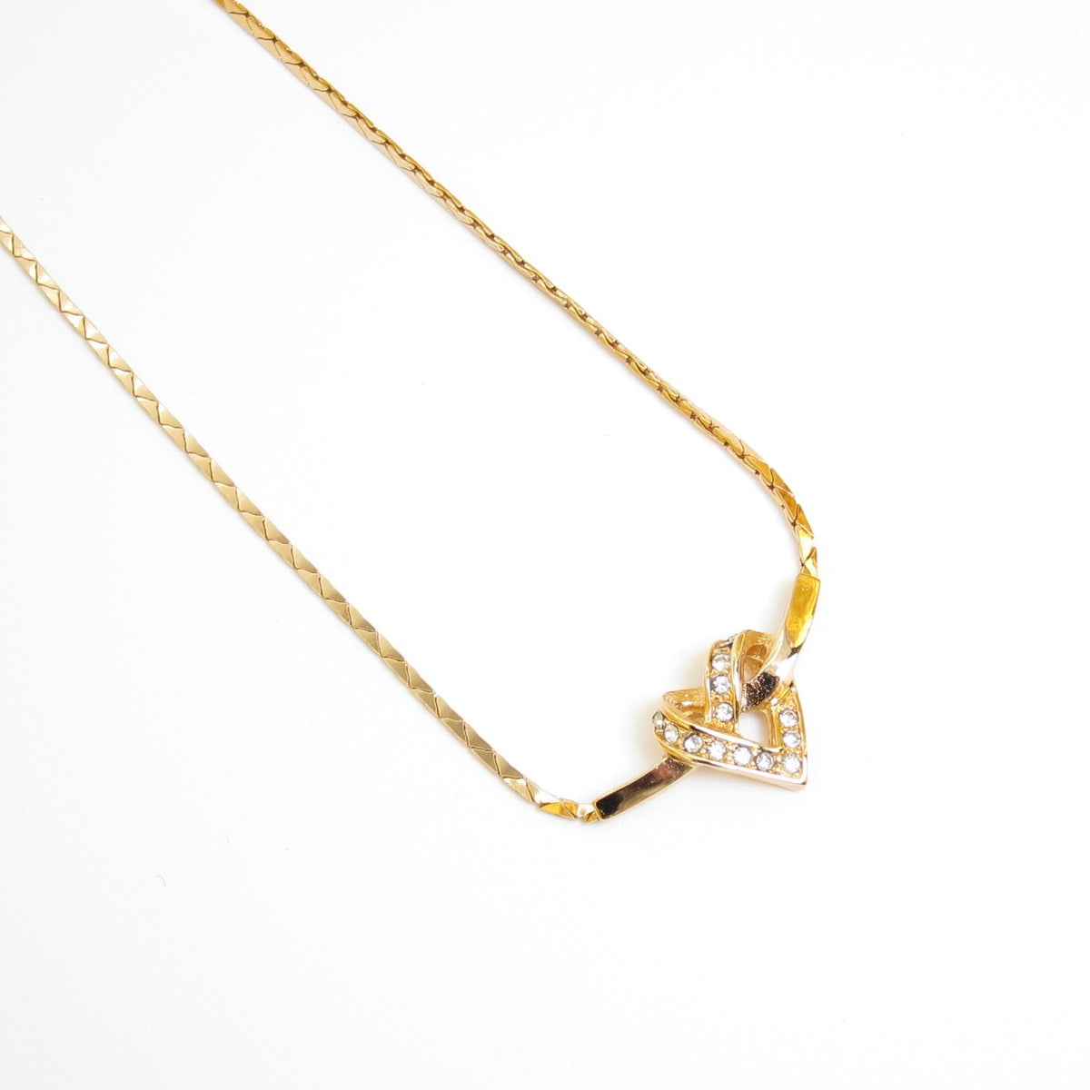 Christian Dior Vintage Rhinestone Heart Gold-Tone Necklace