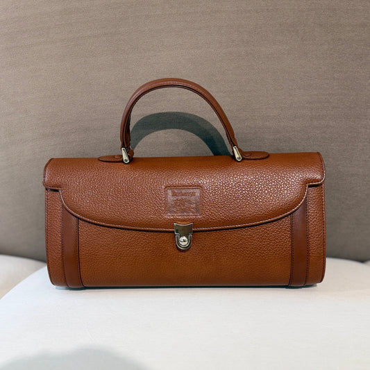 Burberry Brown Pebbled Leather Top Handle Bag
