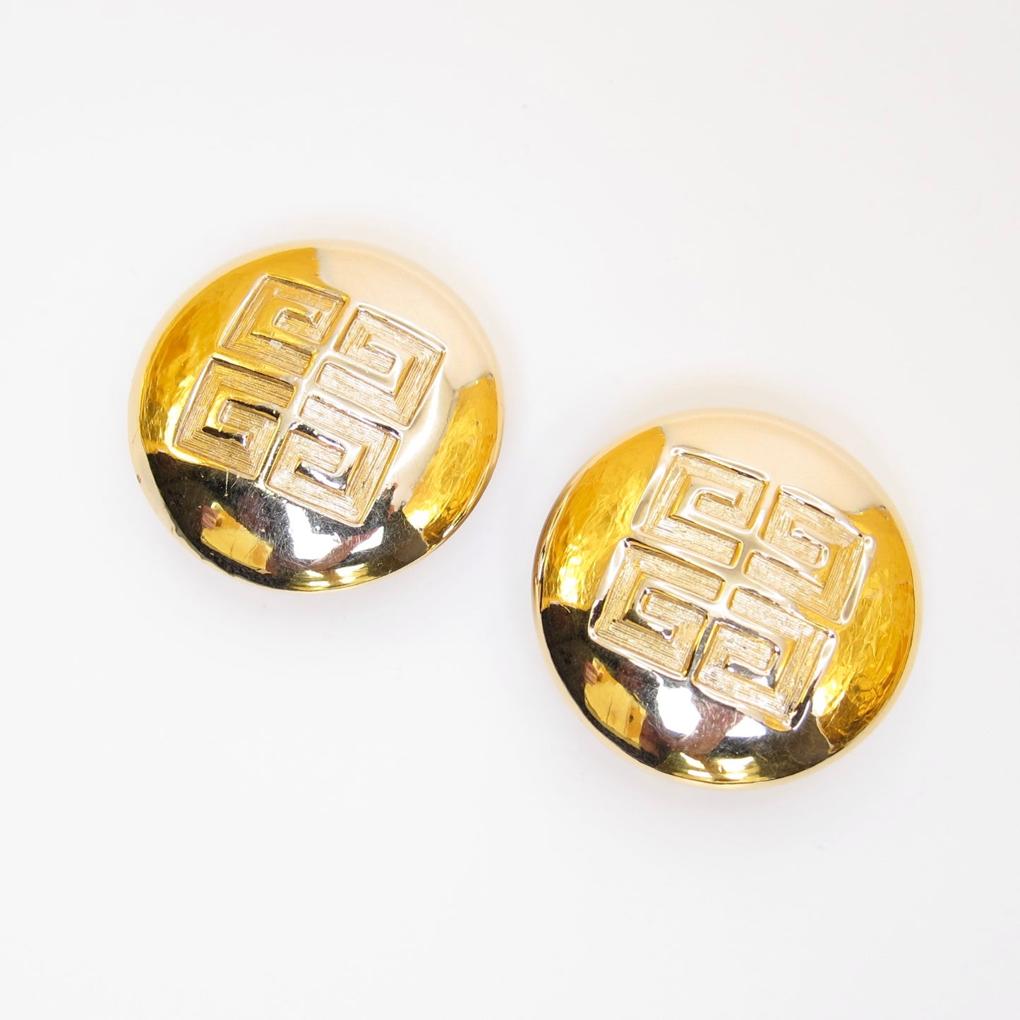 Givenchy Vintage 4G Logo Round Shaped Golden Clip-on Earrings