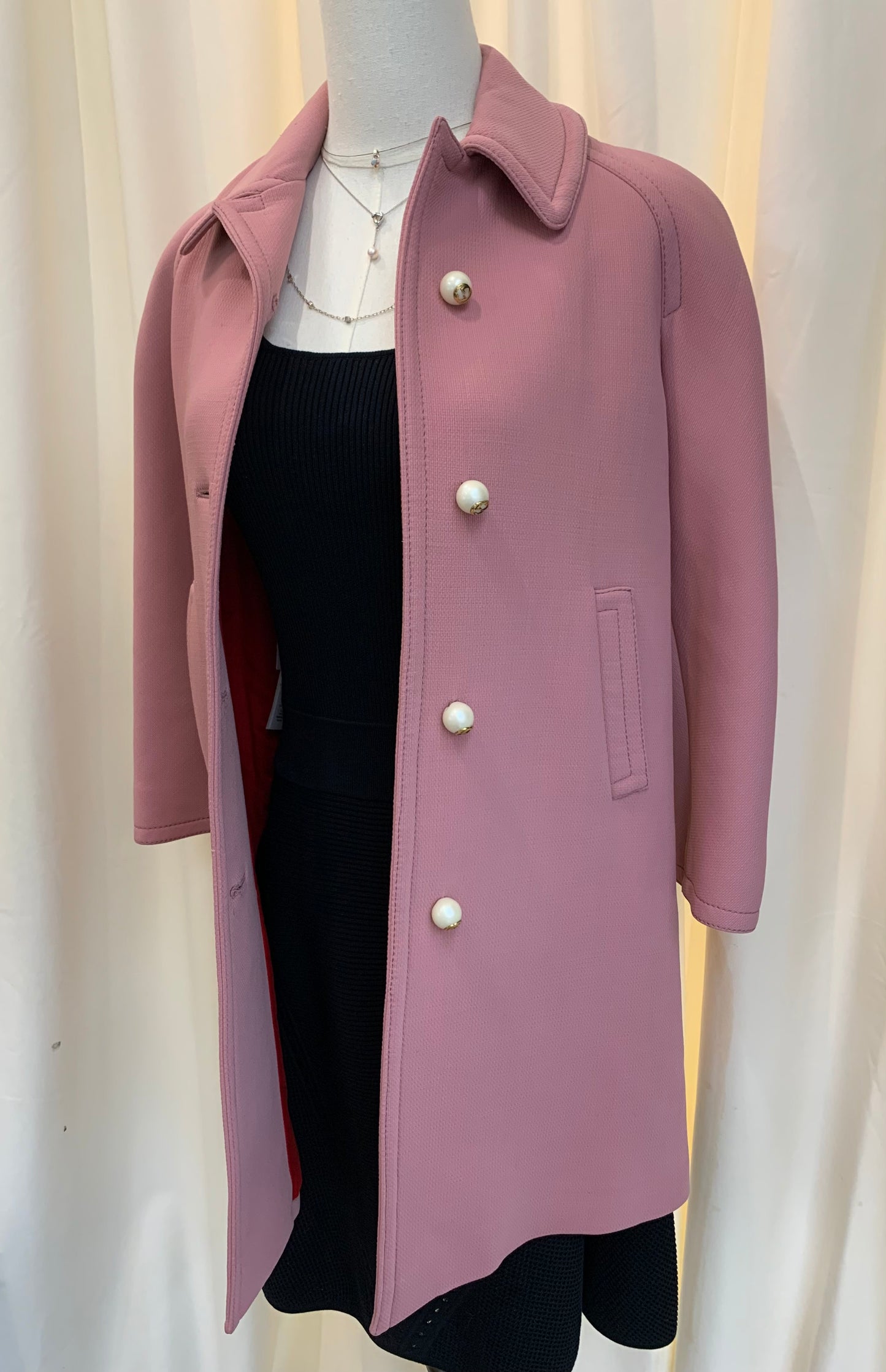 Gucci Dusty Pink Cropped Jacket With Pearl Gg Buttons