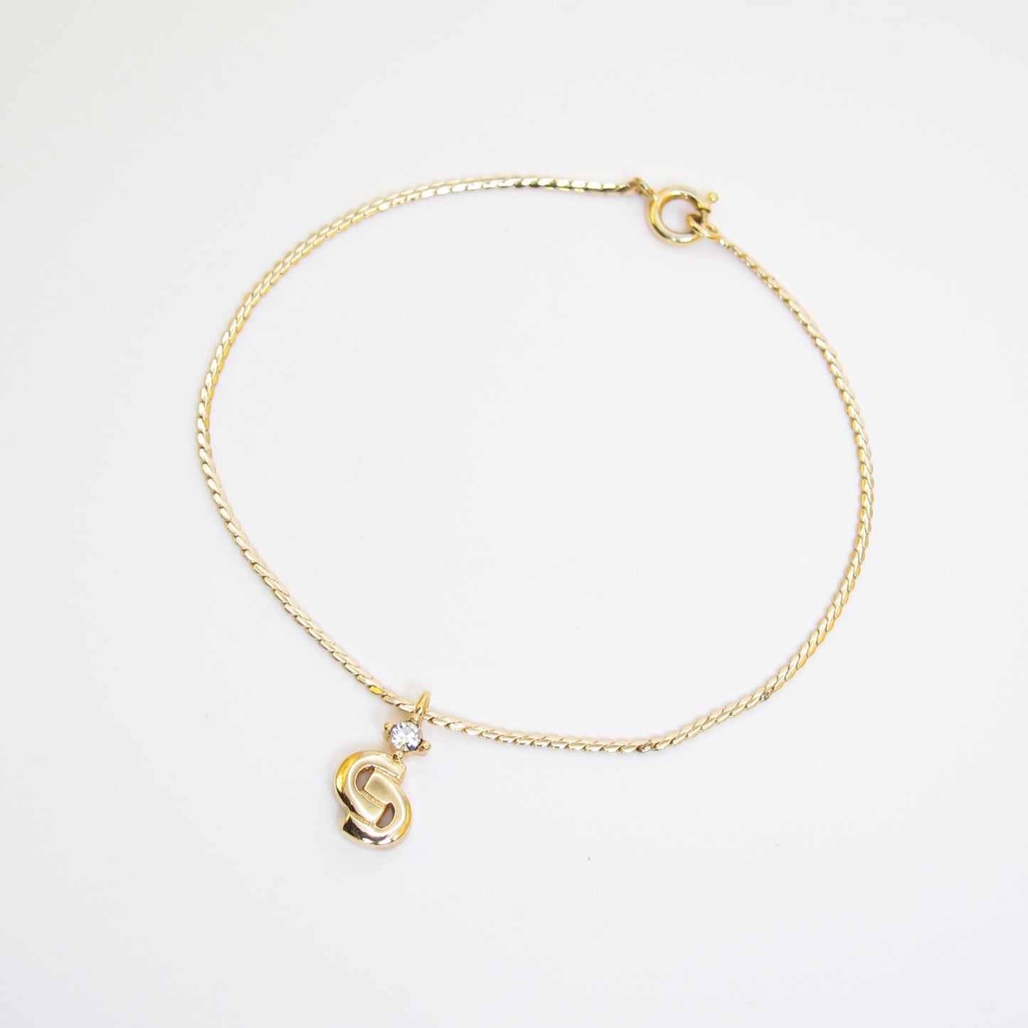 Christian Dior Vintage CD Logo and Rhinestone Golden Bracelet