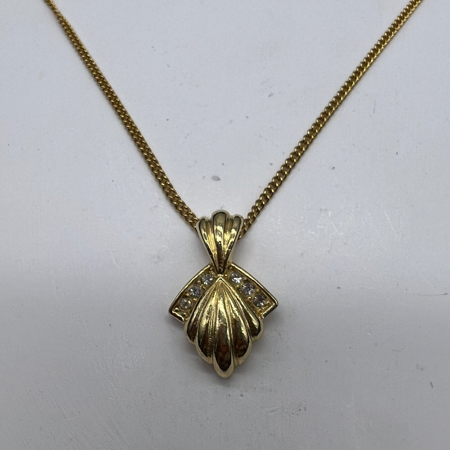 Christian Dior Vintage Golden Pendant with Rhinestone Necklace