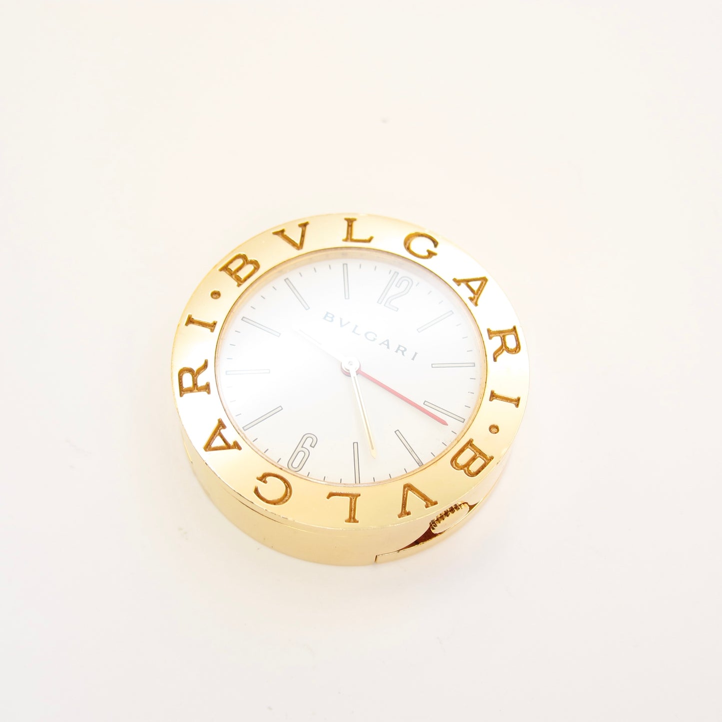 Bvlgari Vintage Round White Face Golden Table Clock