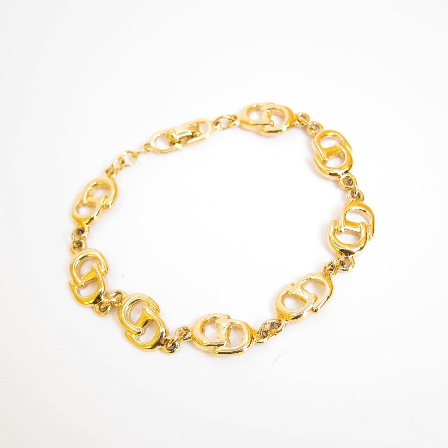 Christian Dior Vintage CD Logo Motif Golden Bracelet