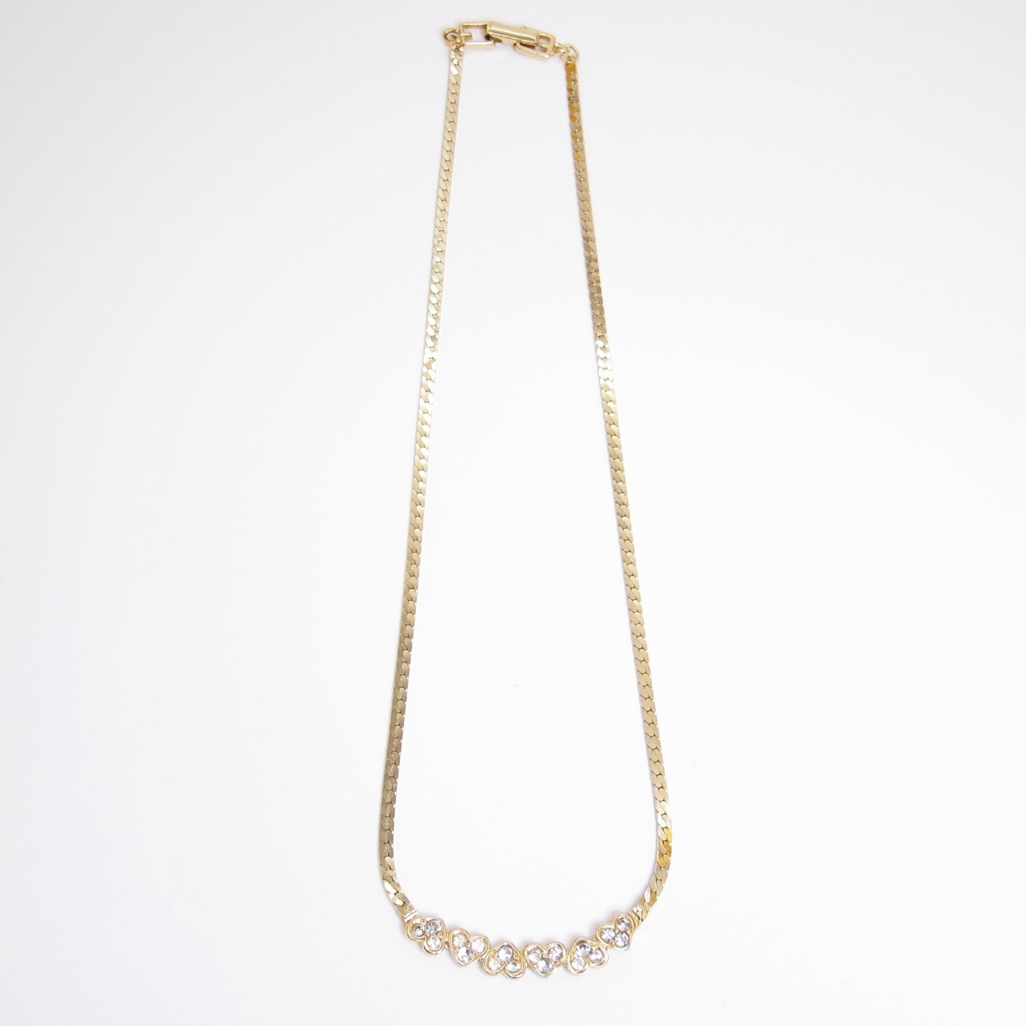 Givenchy Vintage Heart Motif with Rhinestone Golden Necklace