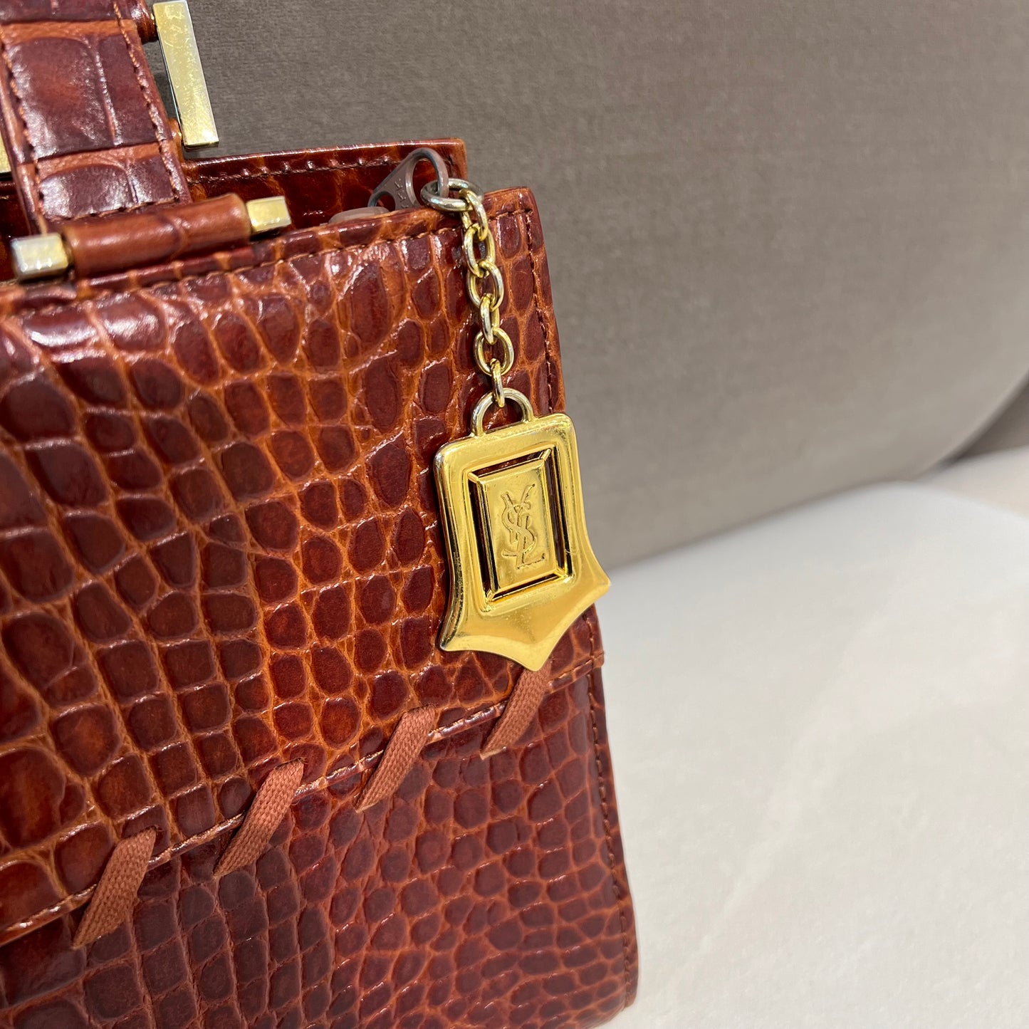 Yves Saint Laurent Vintage Crocodile Gold Hardward Handbag