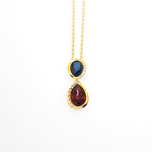 Christian Dior Vintage Blue and Purple Color Stone Golden Necklace