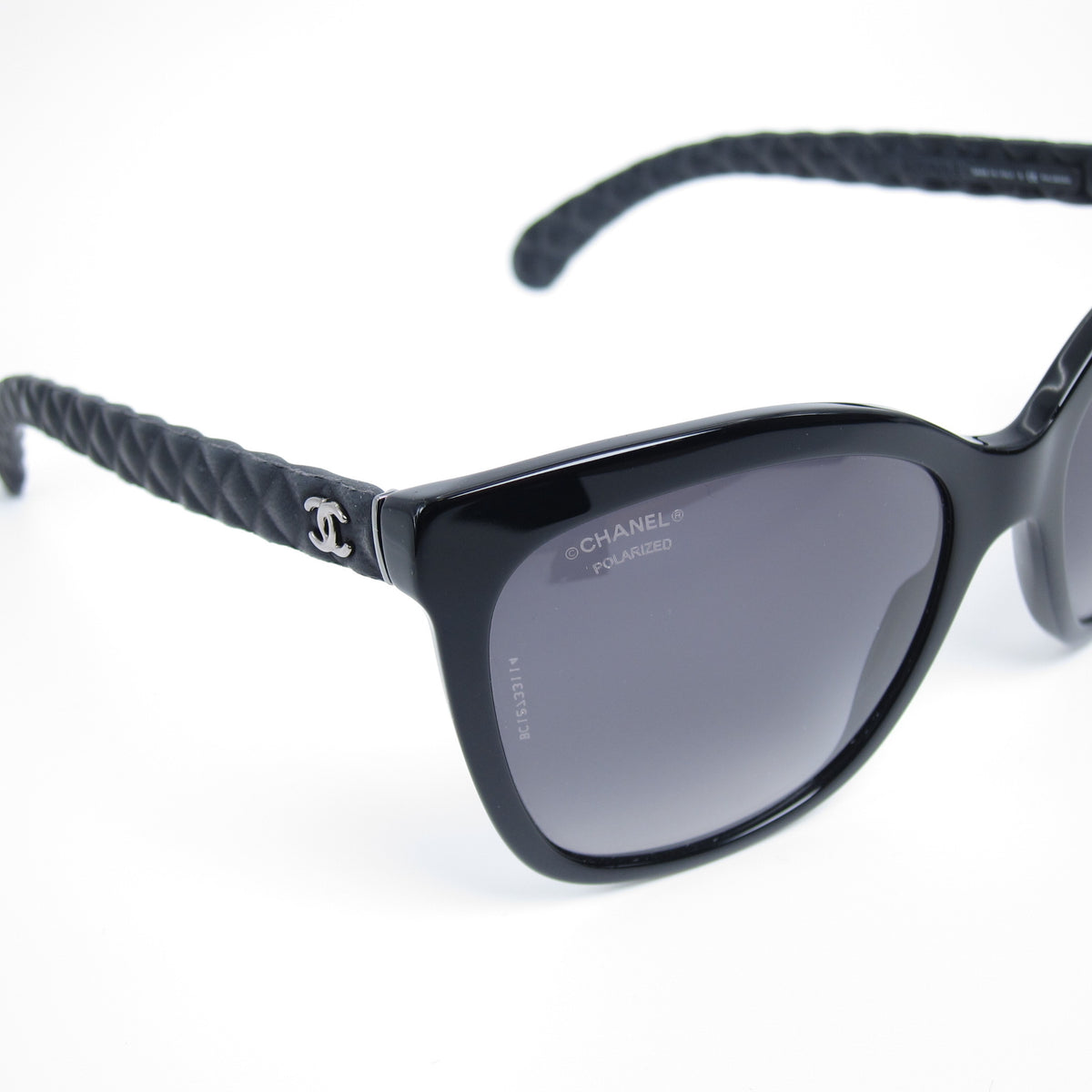 Chanel Vintage Matelasse Leather Black Sunglasses