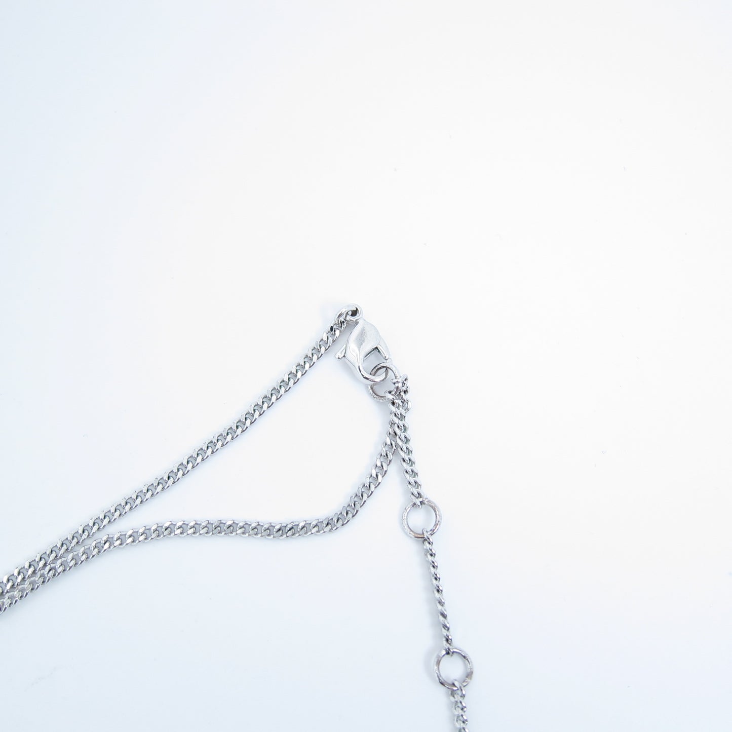 Christian Dior Vintage D Logo and Heart with Rhinestone Silver Necklace