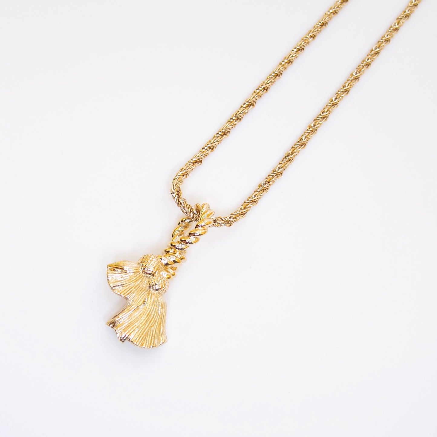 Christian Dior Vintage Tassel Pendant Golden Necklace