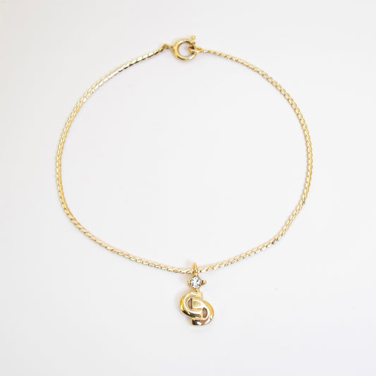 Christian Dior Vintage CD Logo and Rhinestone Golden Bracelet