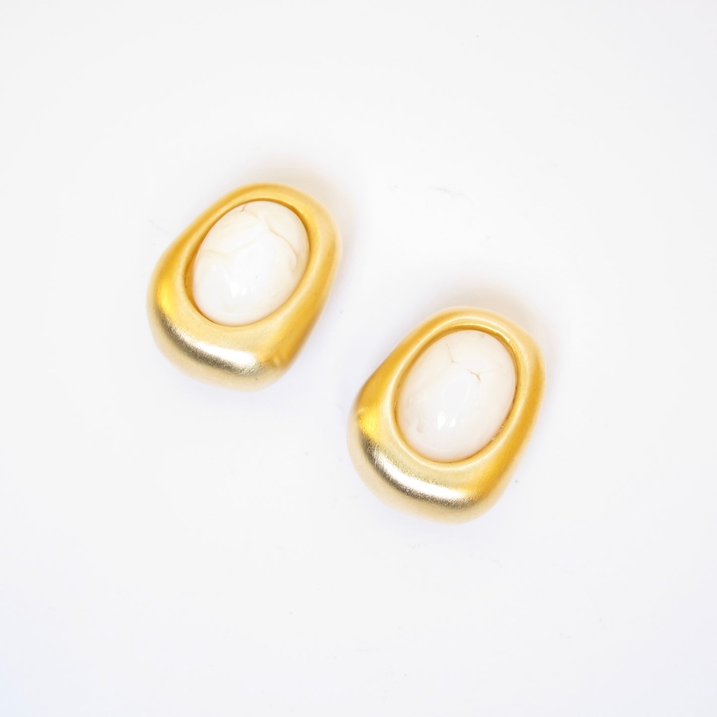 Givenchy Vintage White Stone Golden Clip-on Earrings