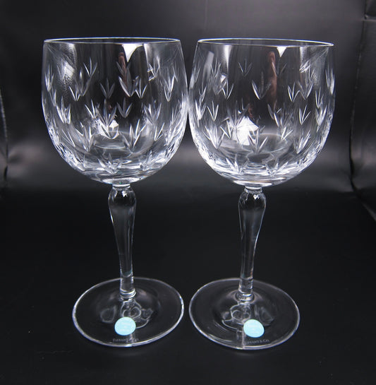 Tiffany Vintage Flower Motif Wine Glasses Set of 2