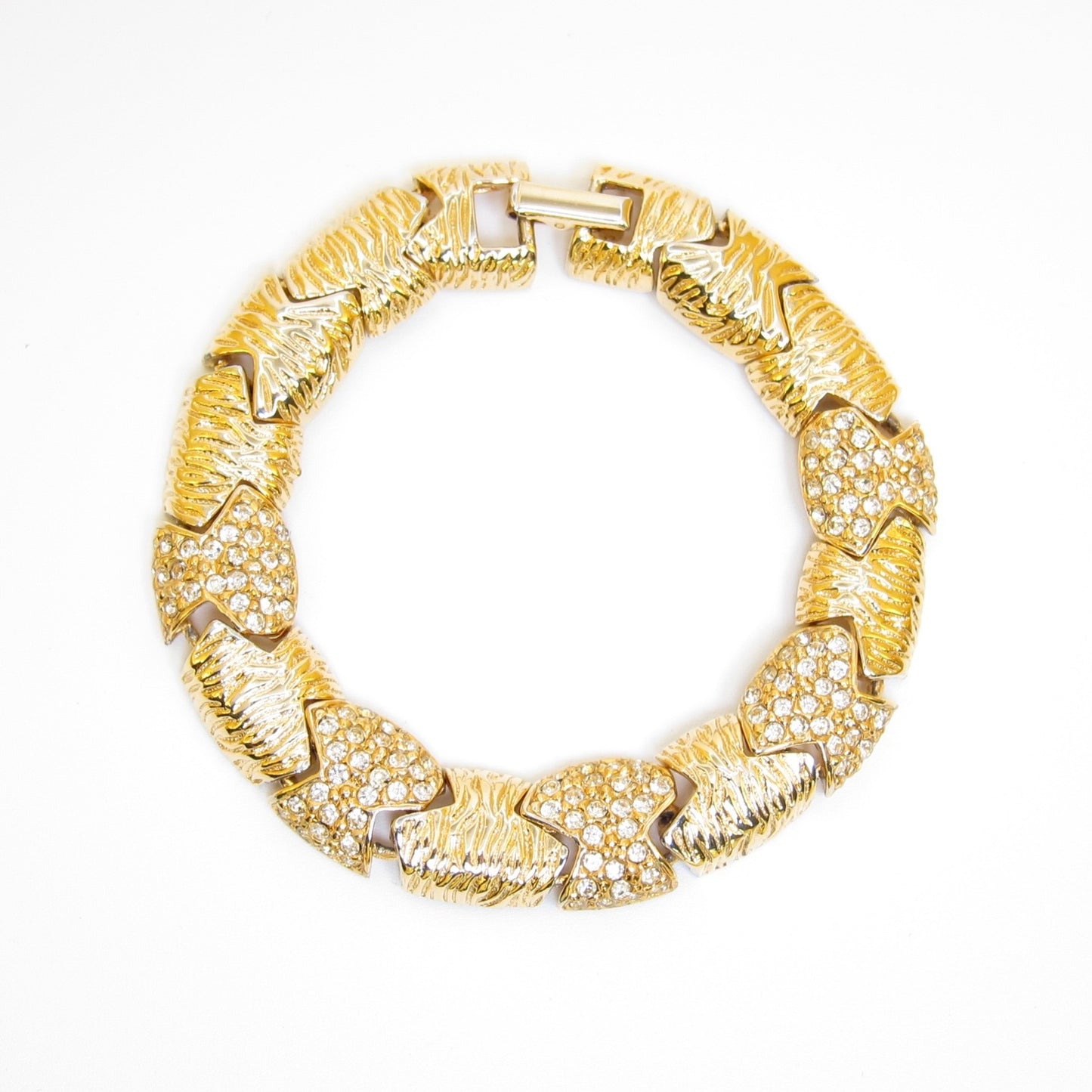 Givenchy Vintage Crystal Textured Link Bracelet