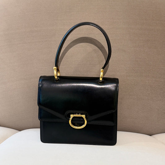 Celine Golden Gancini Clasp Top Handle Handbag