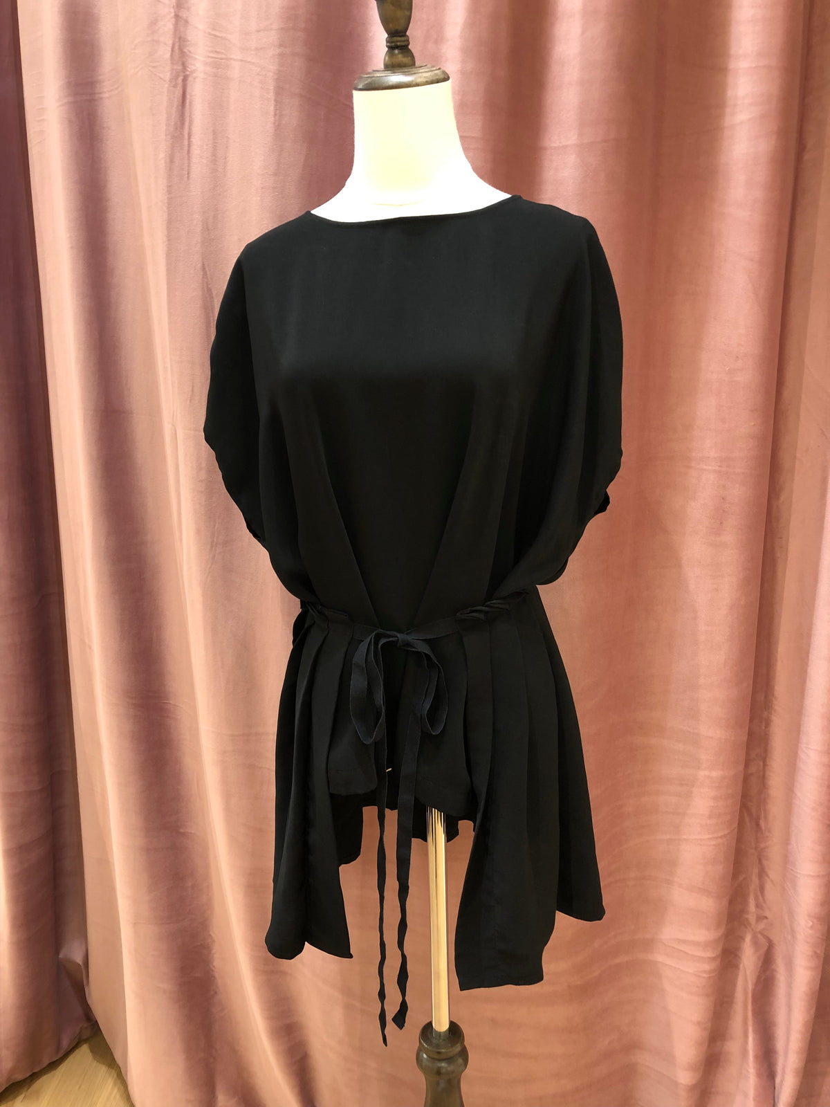 MM6 Black Tied-waist Draped Tunic