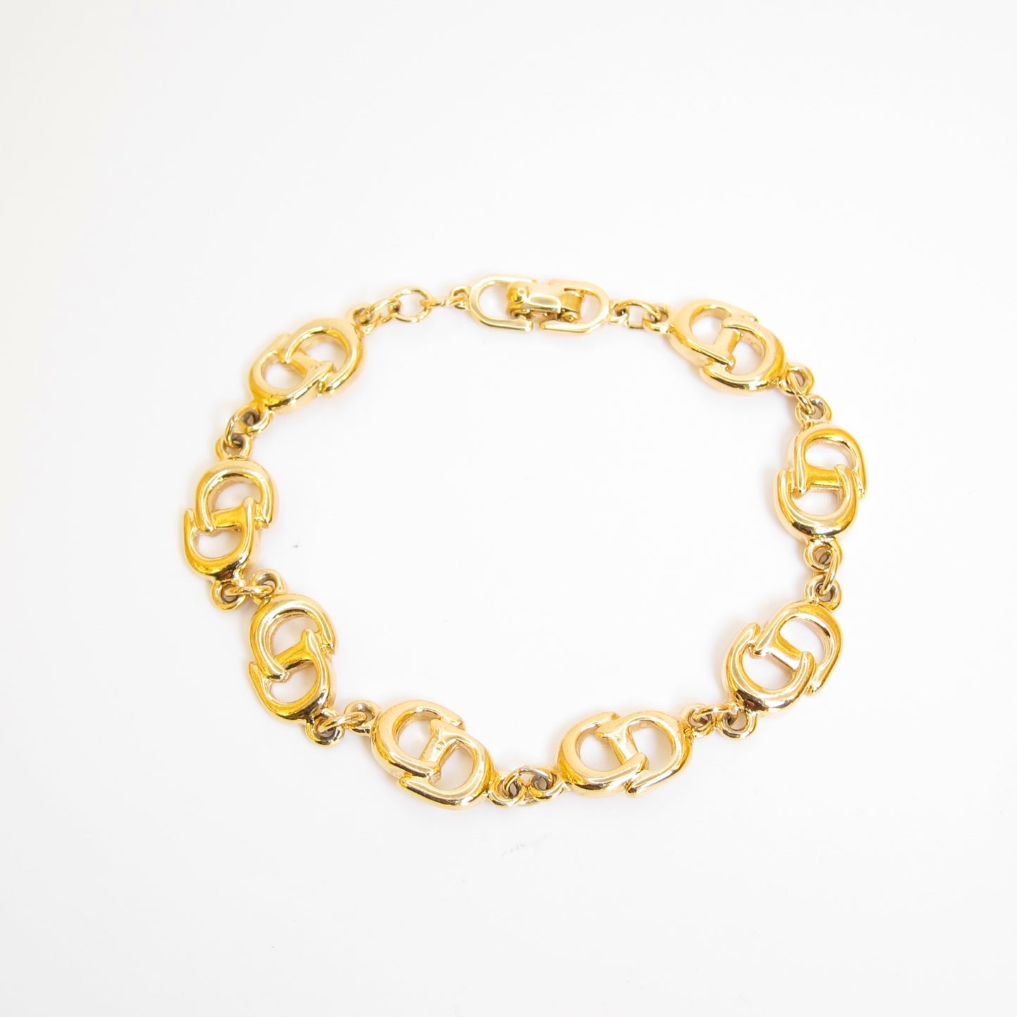 Christian Dior Vintage CD Logo Motif Golden Bracelet