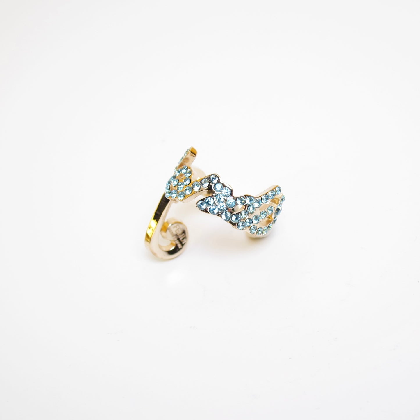 Fendi Vintage Fendi Logo with Blue Color Stone Golden Ring
