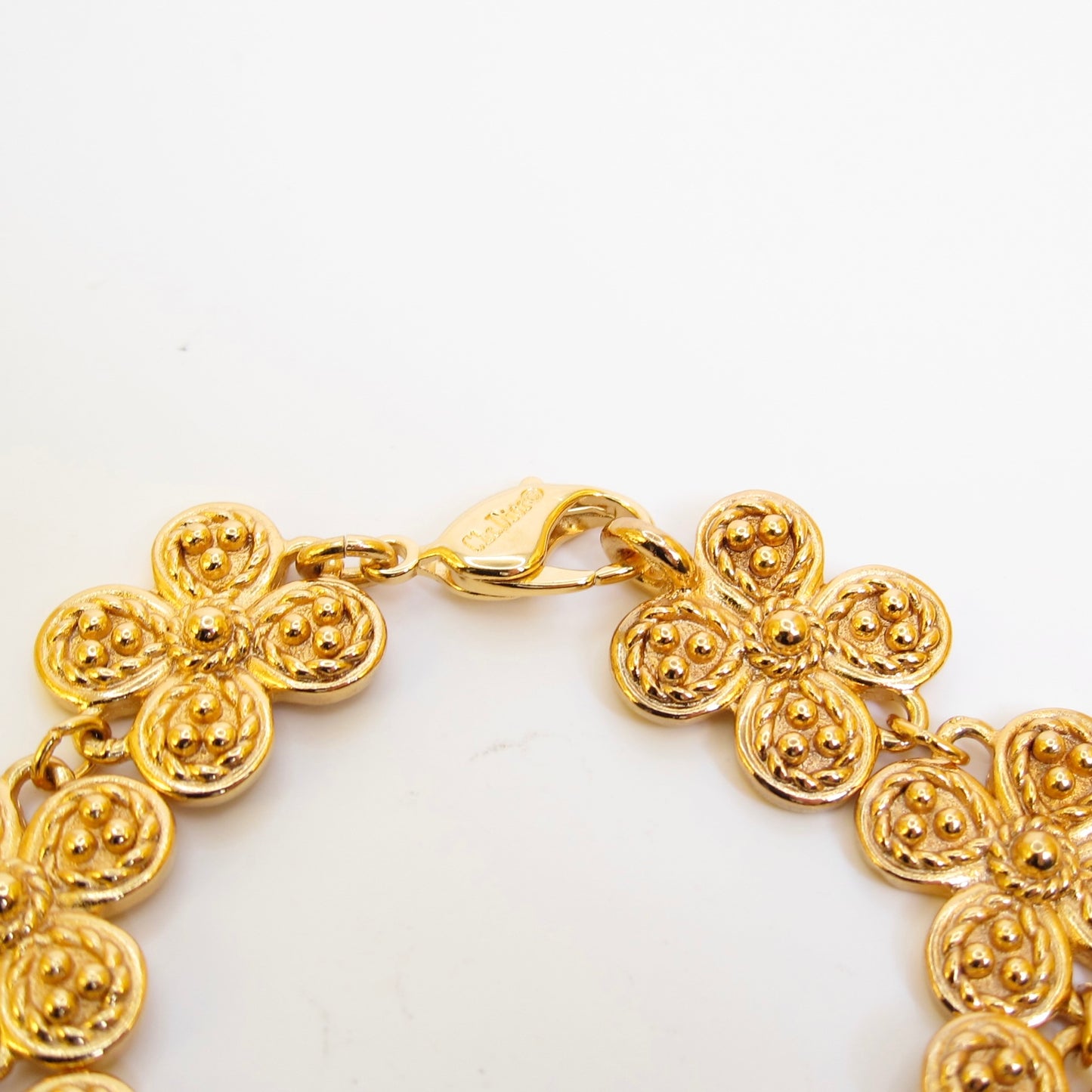 Christian Dior Vintage Flower Motif Golden Bracelet