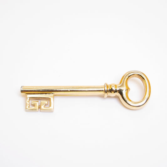 Givenchy Vintage GG Logo Key Motif Golden Brooch