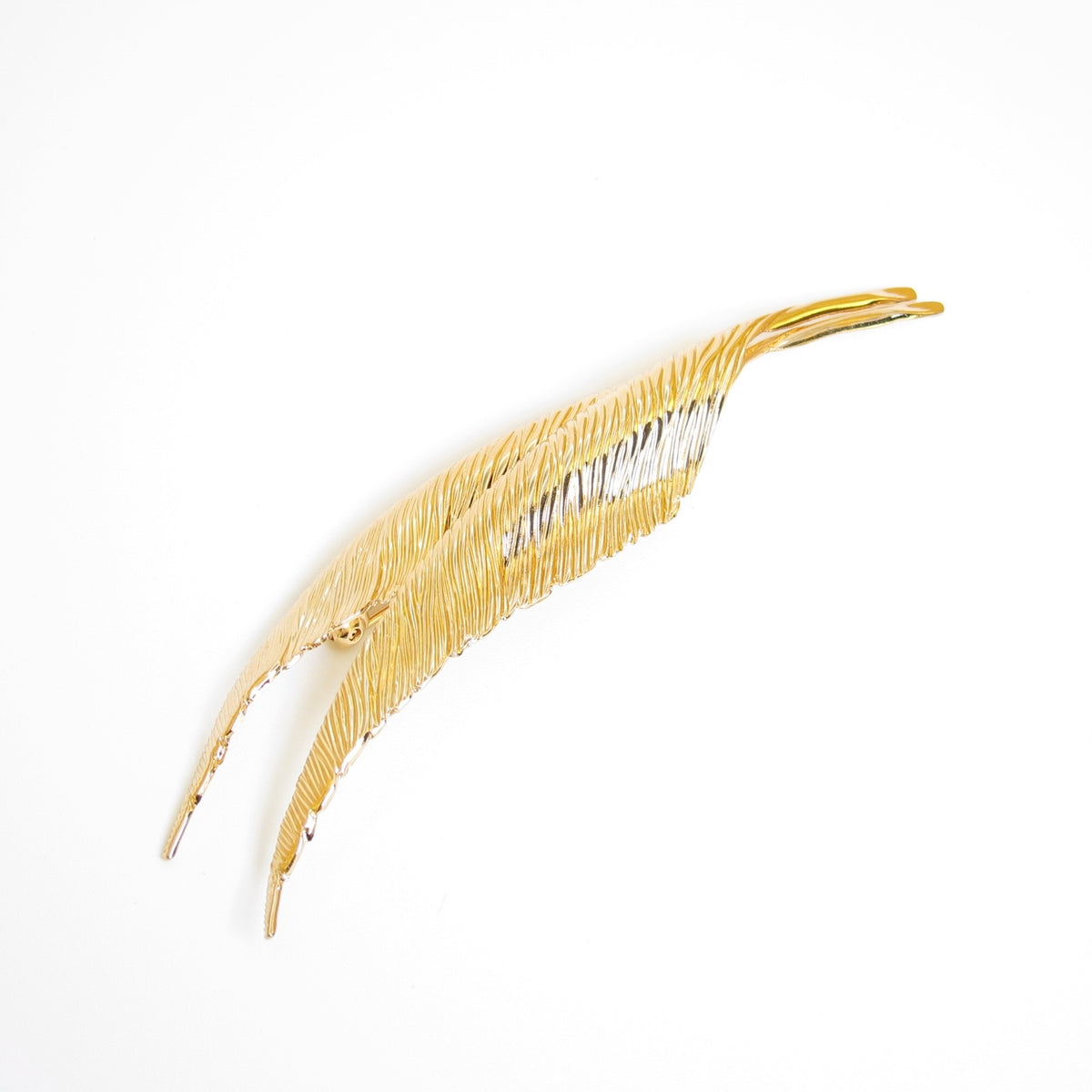 Christian Dior Vintage Feather Motif Golden Brooch