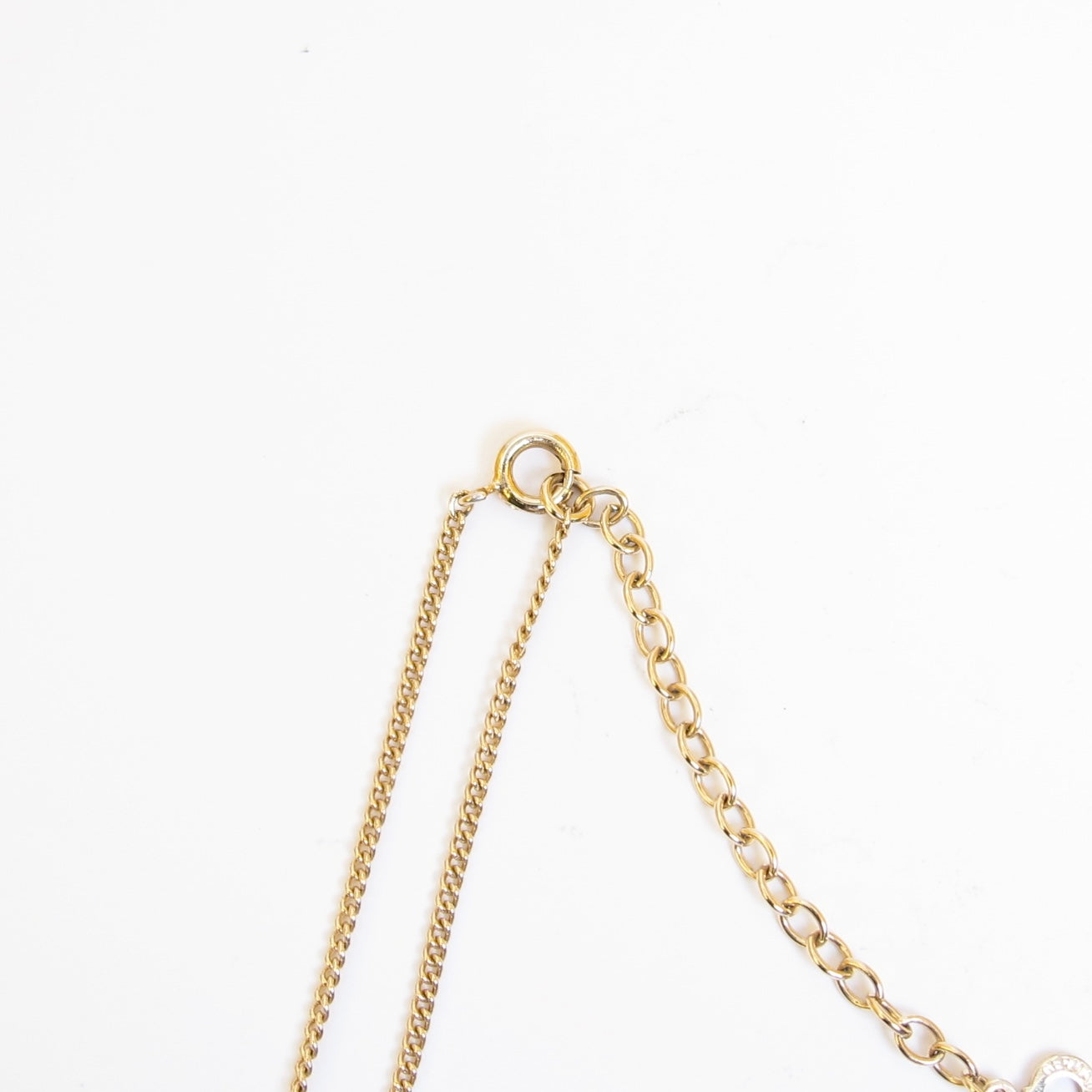 Christian Dior Vintage CD Logo in Circle with Rhinestone Golden Necklace