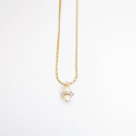 Christian Dior Vintage Pearl and Rhinestone Golden Necklace