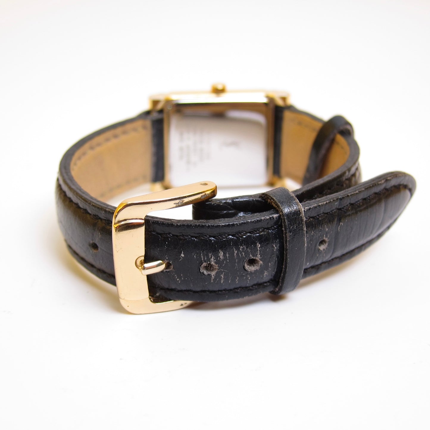 Yves Saint Laurent Vintage Square White Face and Black Leather Strap Watch