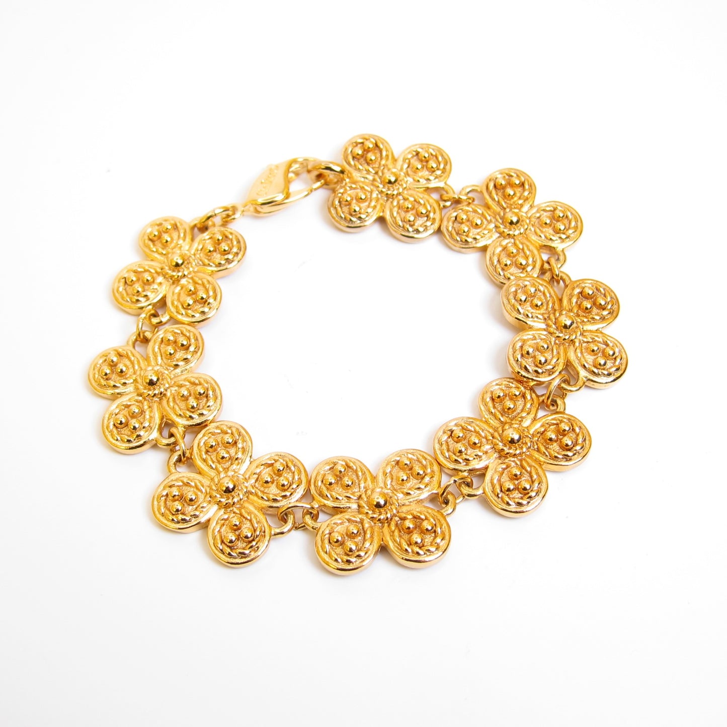 Christian Dior Vintage Flower Motif Golden Bracelet