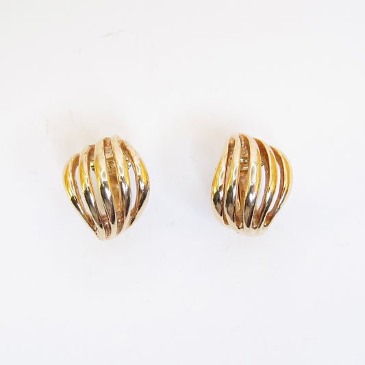 Christian Dior Vintage Stylish Spiral Golden Clip-on Earrings