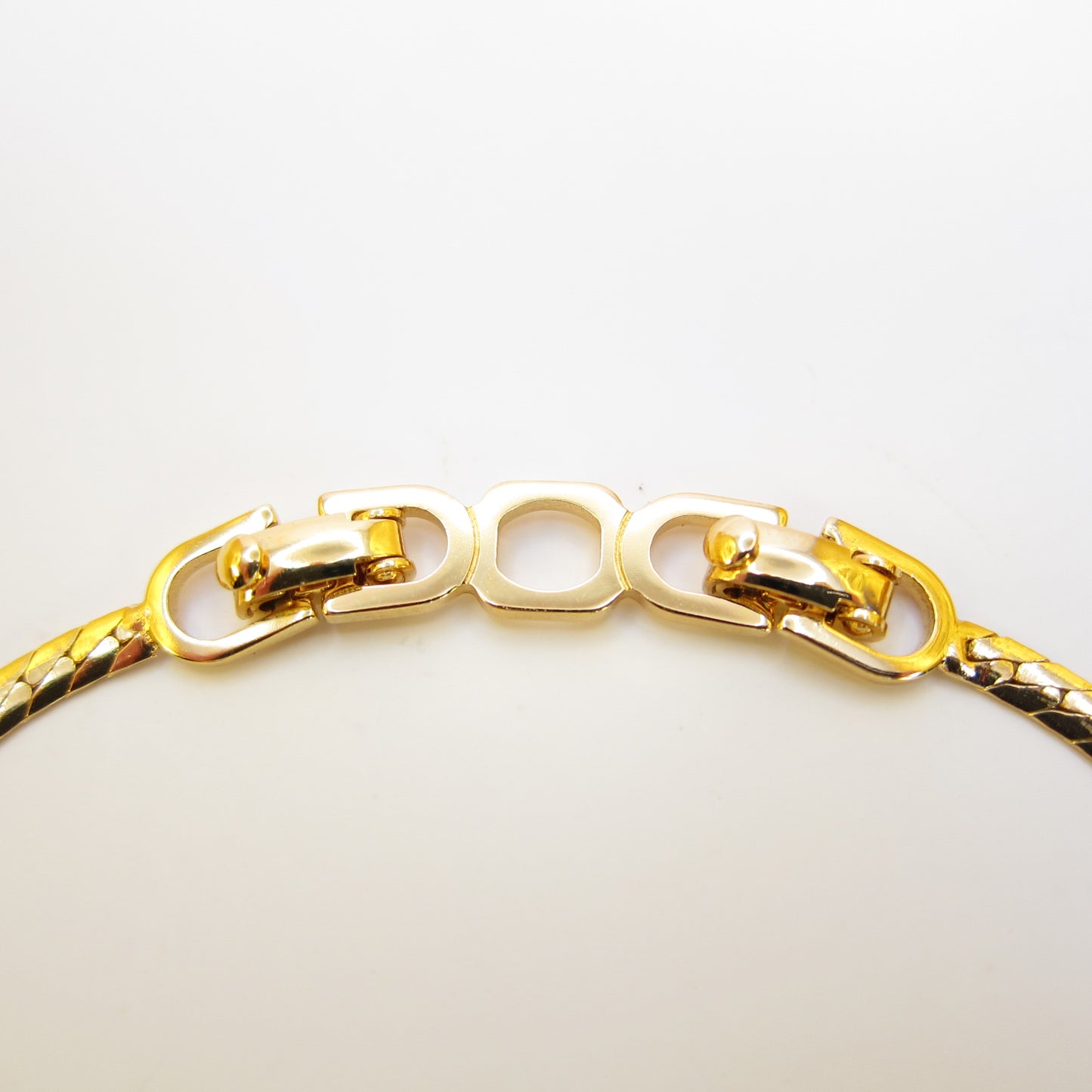 Christian Dior Vintage Stylish Rhinestone Pendant Golden Necklace