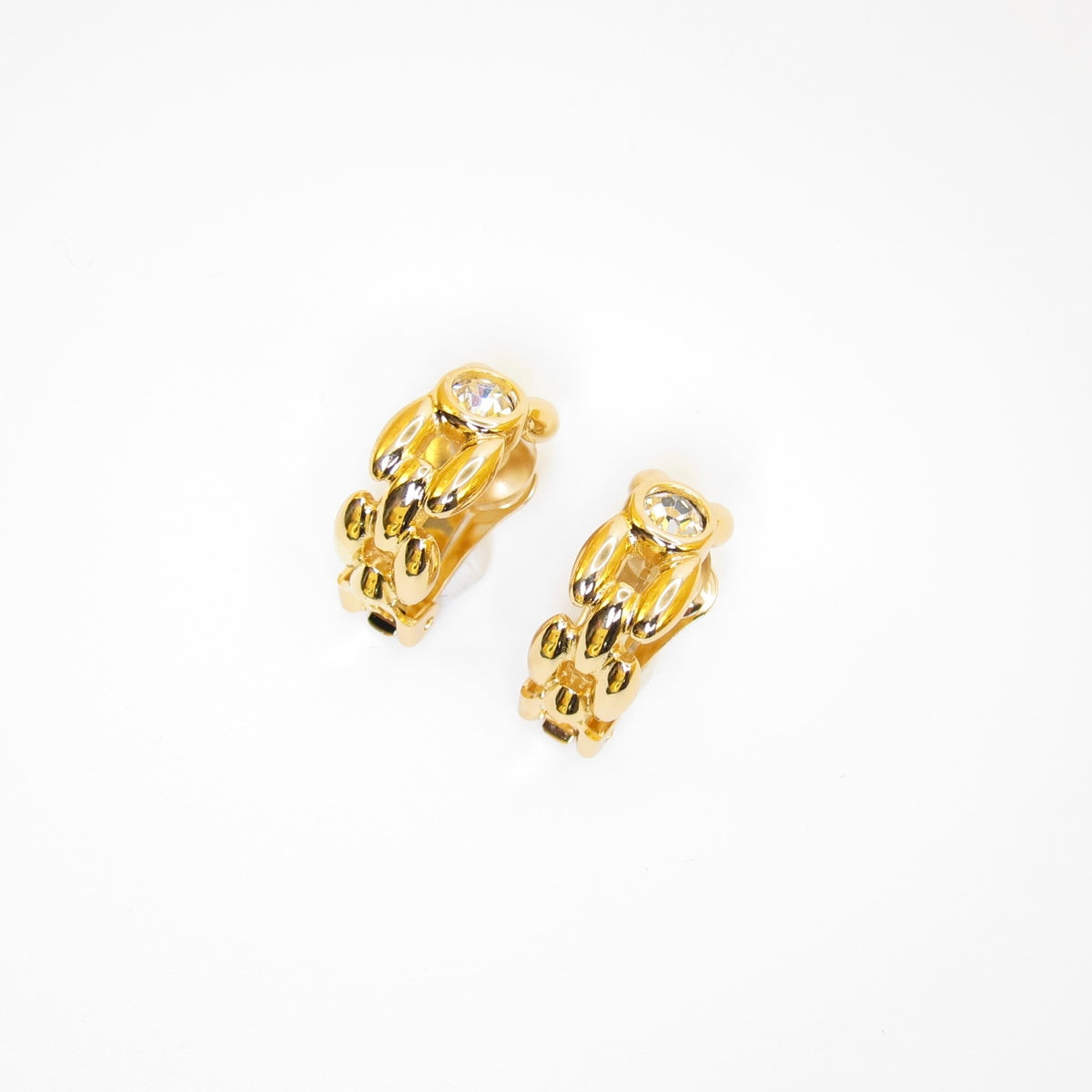 Christian Dior Vintage Crystal Pod Clip-On Earrings