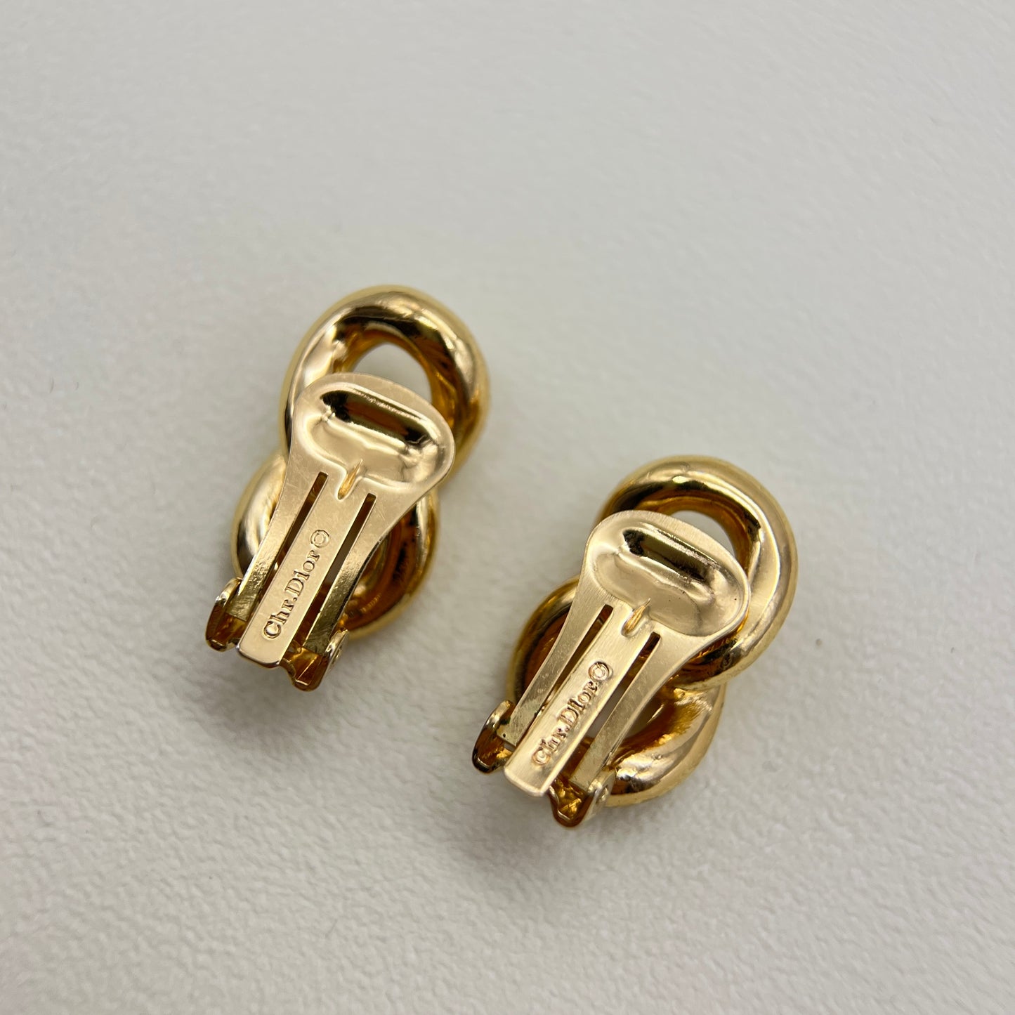 Christian Dior Vintage Link Golden Clip-on Earrings