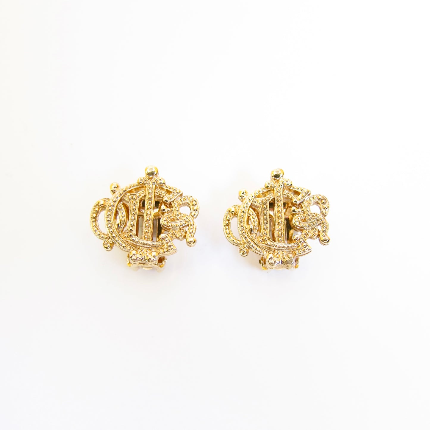 Christian Dior Vintage Dior Logo Golden Clip-on Earrings