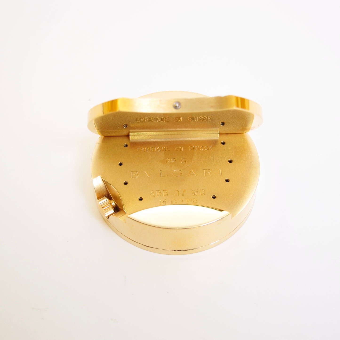 Bvlgari Vintage Round White Face Golden Table Clock