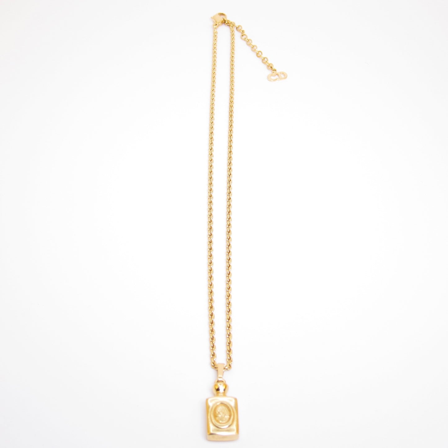 Christian Dior Vintage Perfume Bottle Pendant Golden Necklace