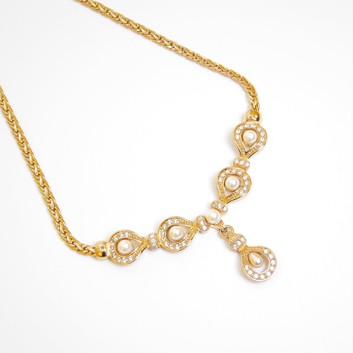 Christian Dior Vintage Faux Pearl Teardrop Necklace