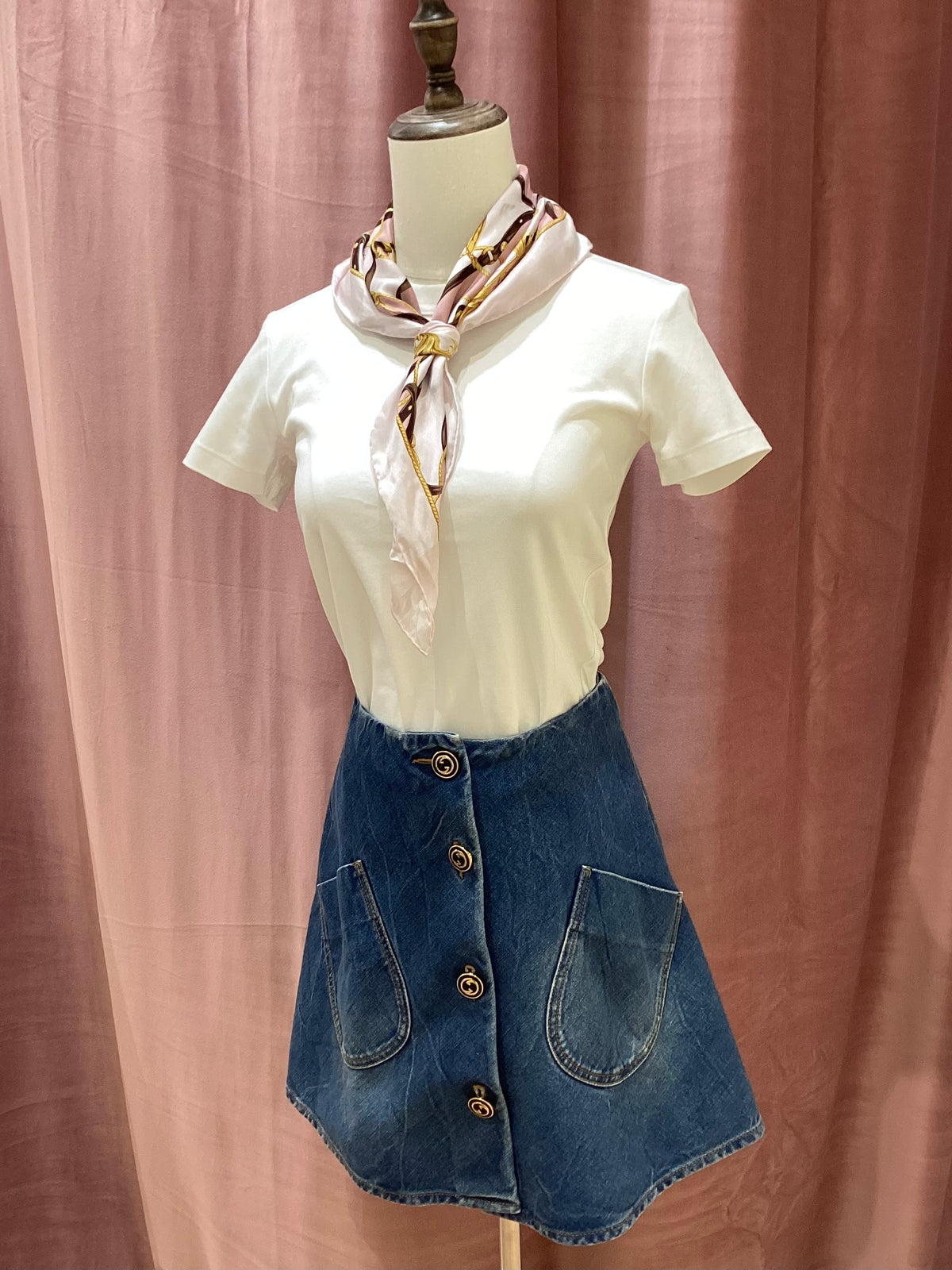 Gucci Vintage Blue Denim Skirt