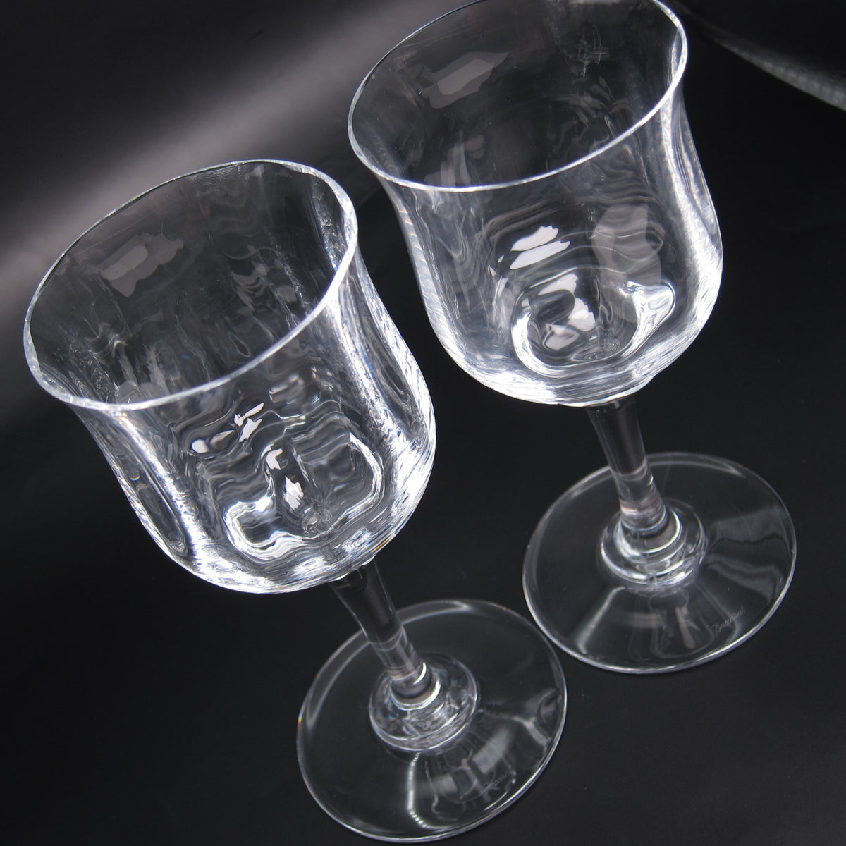 Baccarat Vintage Crystal Capri Optic Claret Wine Glasses Set of 2