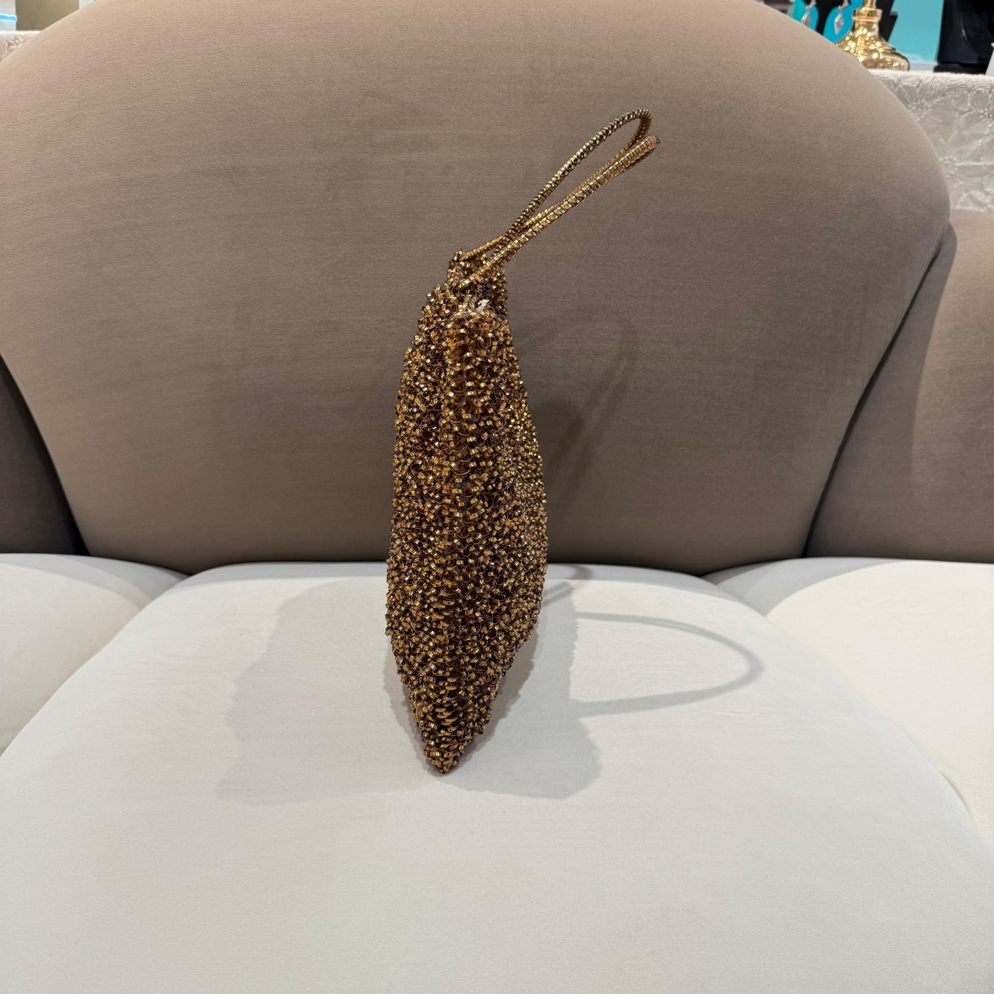 Anteprima 復古青銅色金屬絲針織豎款手提包