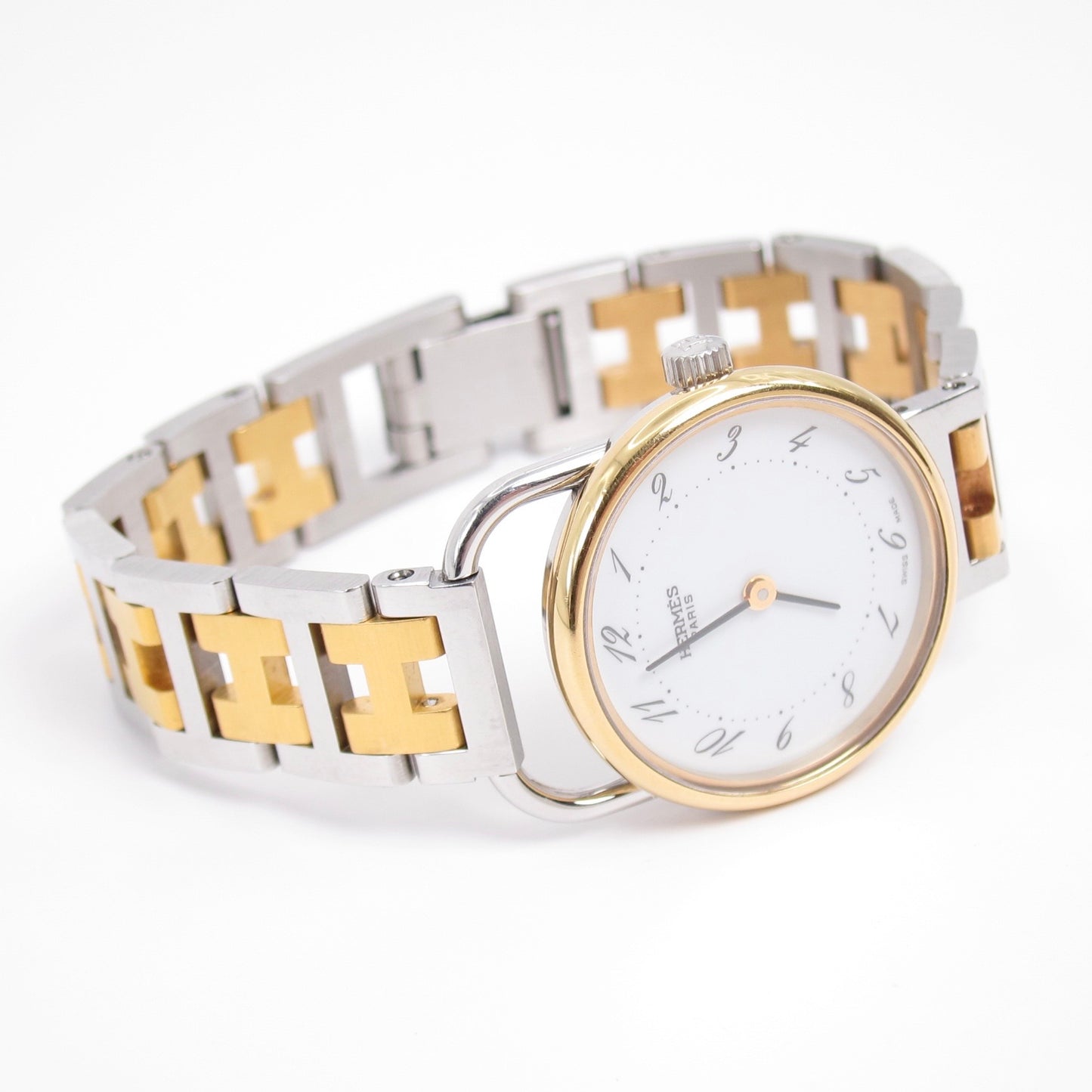 Hermes Vintage Arceau White Face with H Bracelet Two Tone Watch