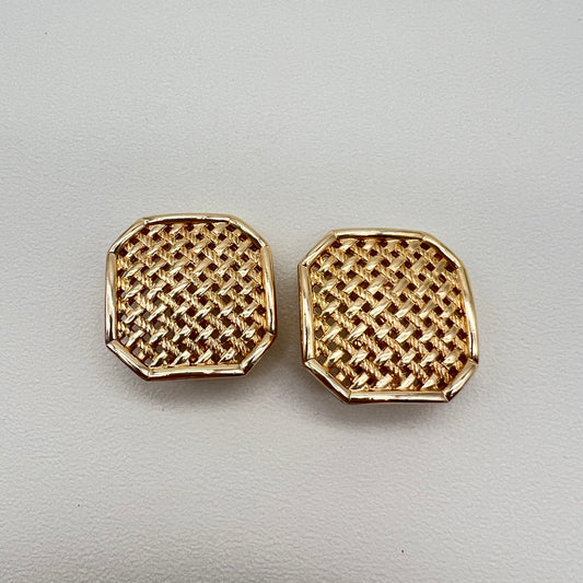Christian Dior Vintage Octagon Golden Clip-on Earrings